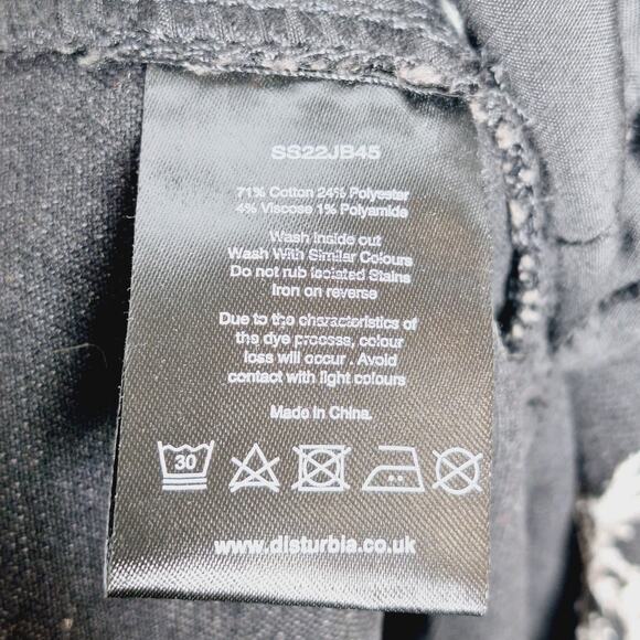 Disturbia Thysania Wide Leg Jeans 38 US 16 Embroidered Death Head Moth Goth Alt - Picture 6 of 9